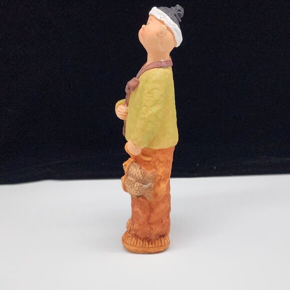 Koreart Resin Hand Painted Figure Fisherman With Fish 10" VTg - Picture 4 of 8